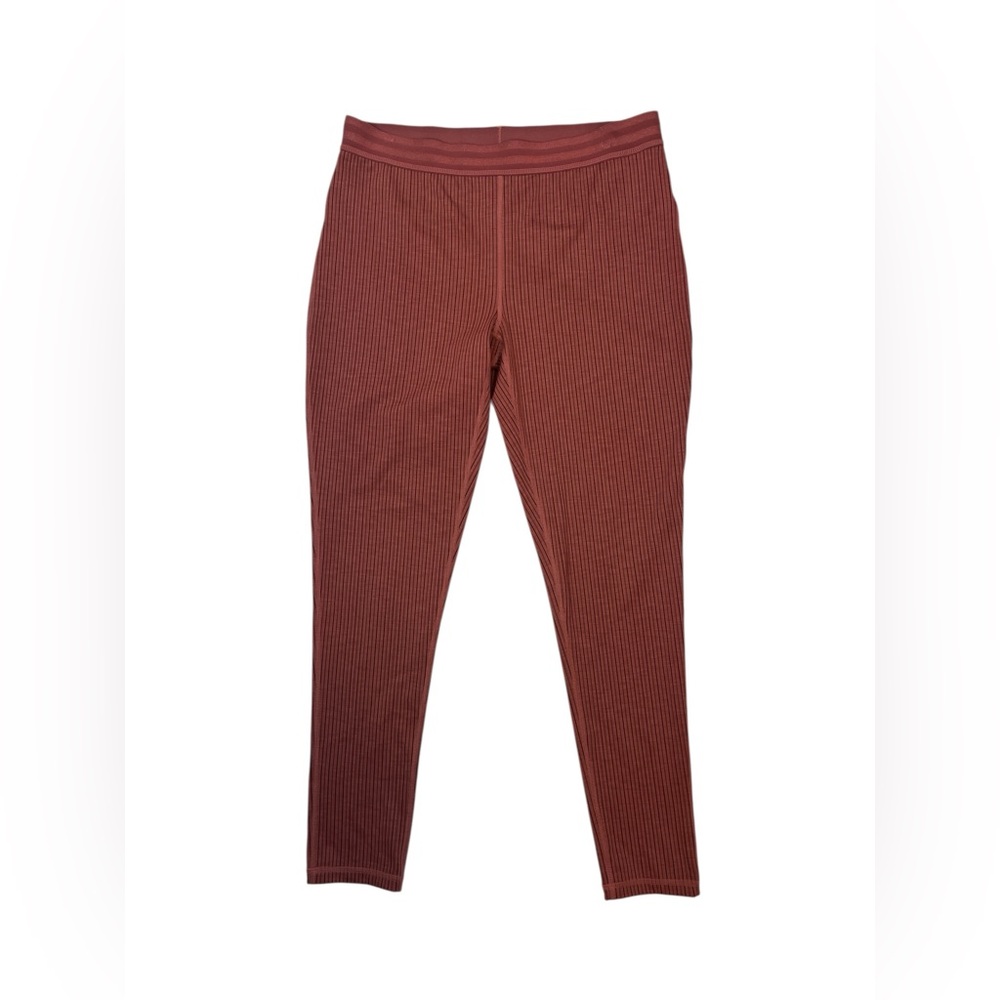 PrAna Ribbed Leggings XL Rust Red High Waist Stretch Yoga Lounge Pants
